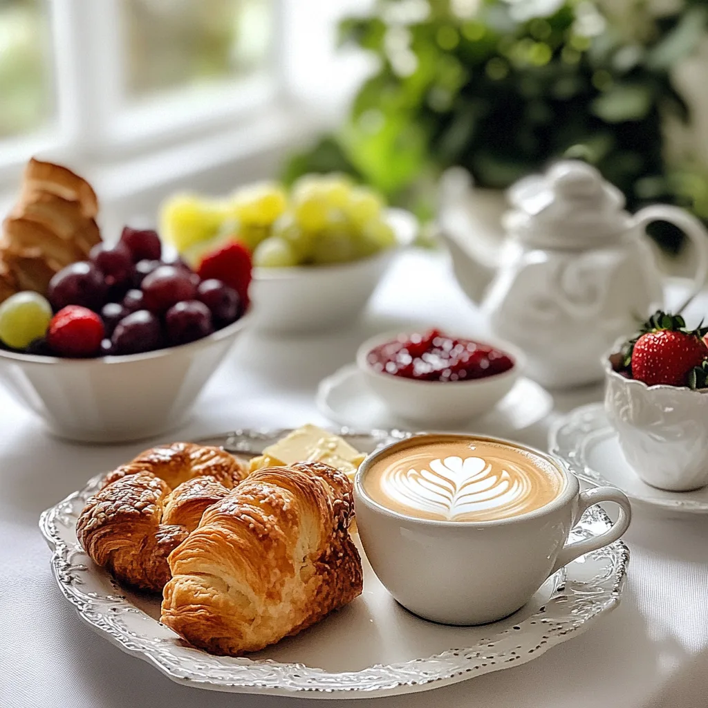 A breakfast platter featuring Gipfeli with coffee.