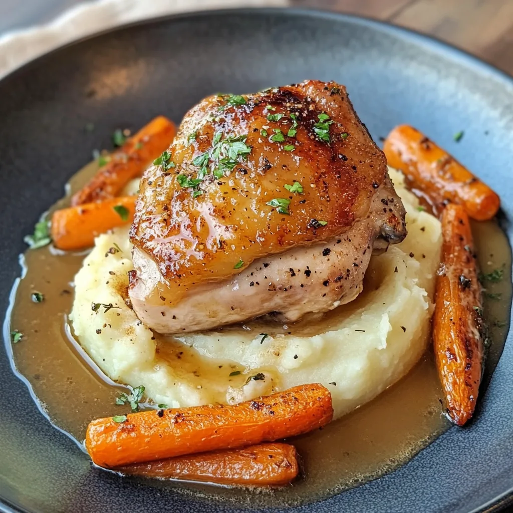 plated chicken sous vide thigh with sides