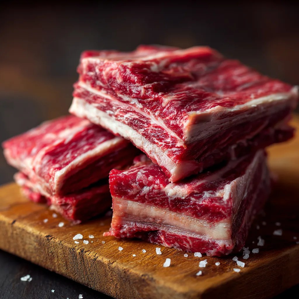 English cut beef short ribs with marbling