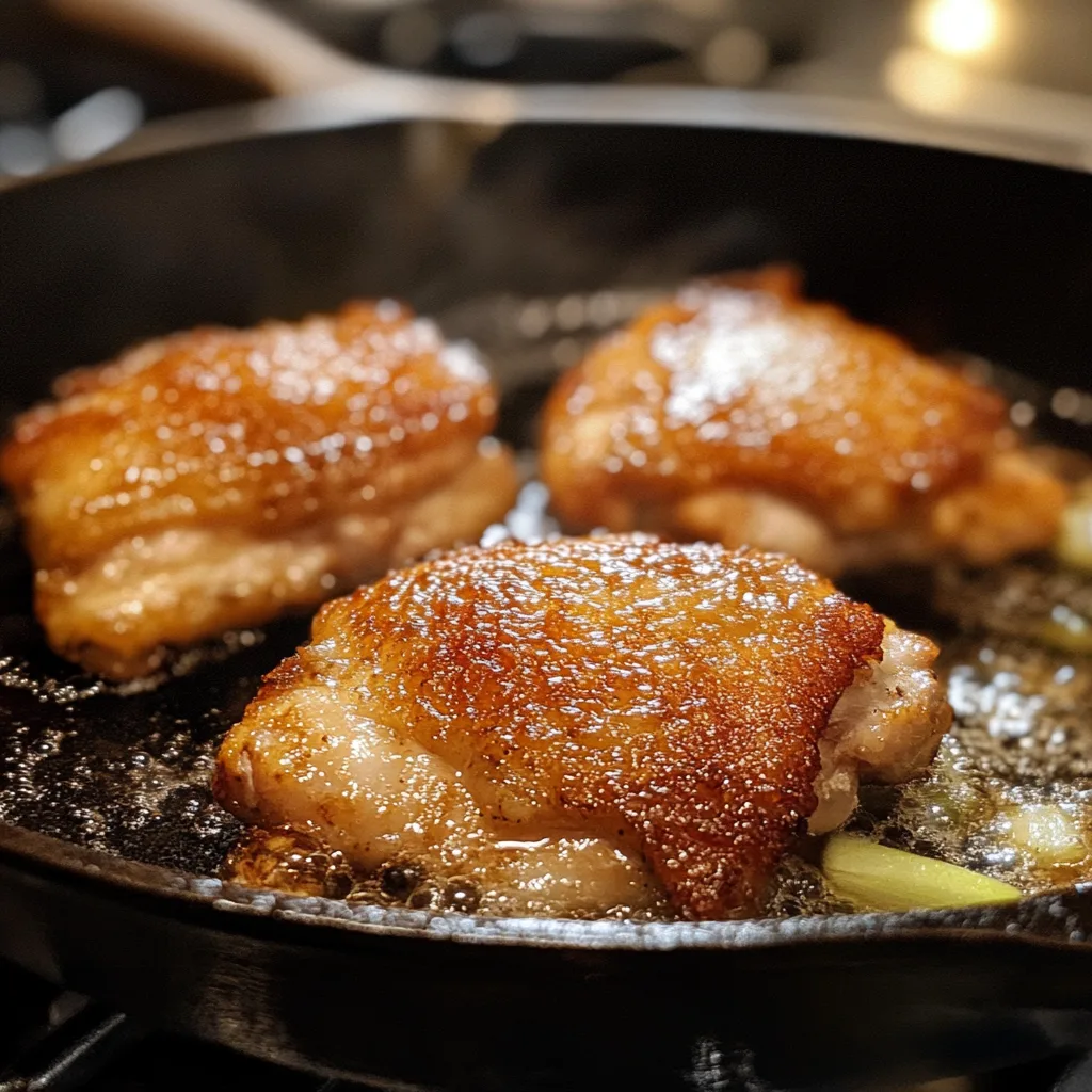pan searing sous vide chicken thigh