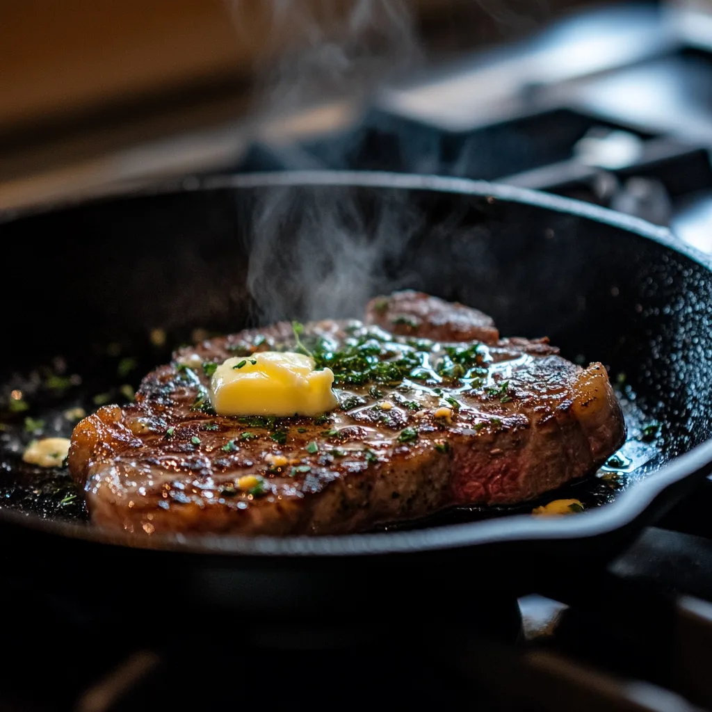 searing sous vide ribeye steak cast iron