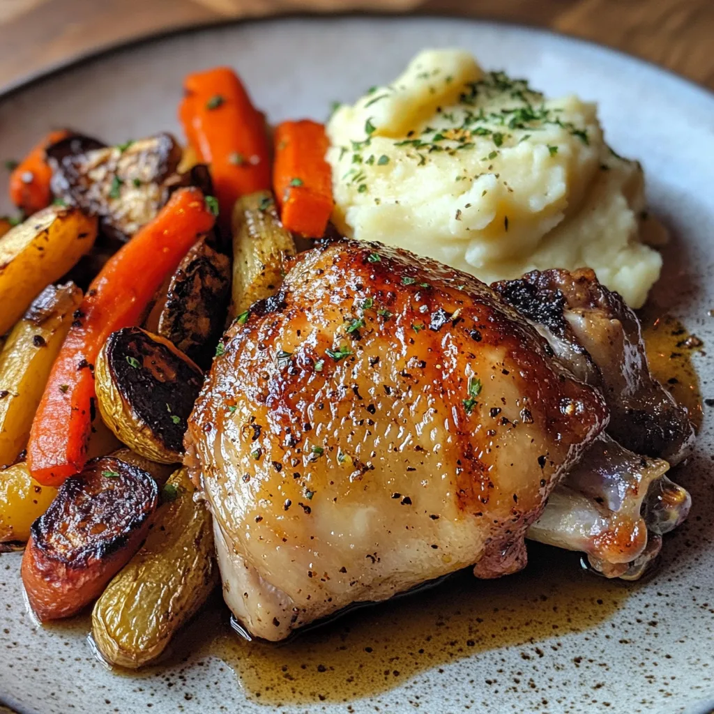 plated sous vide chicken thigh with sides